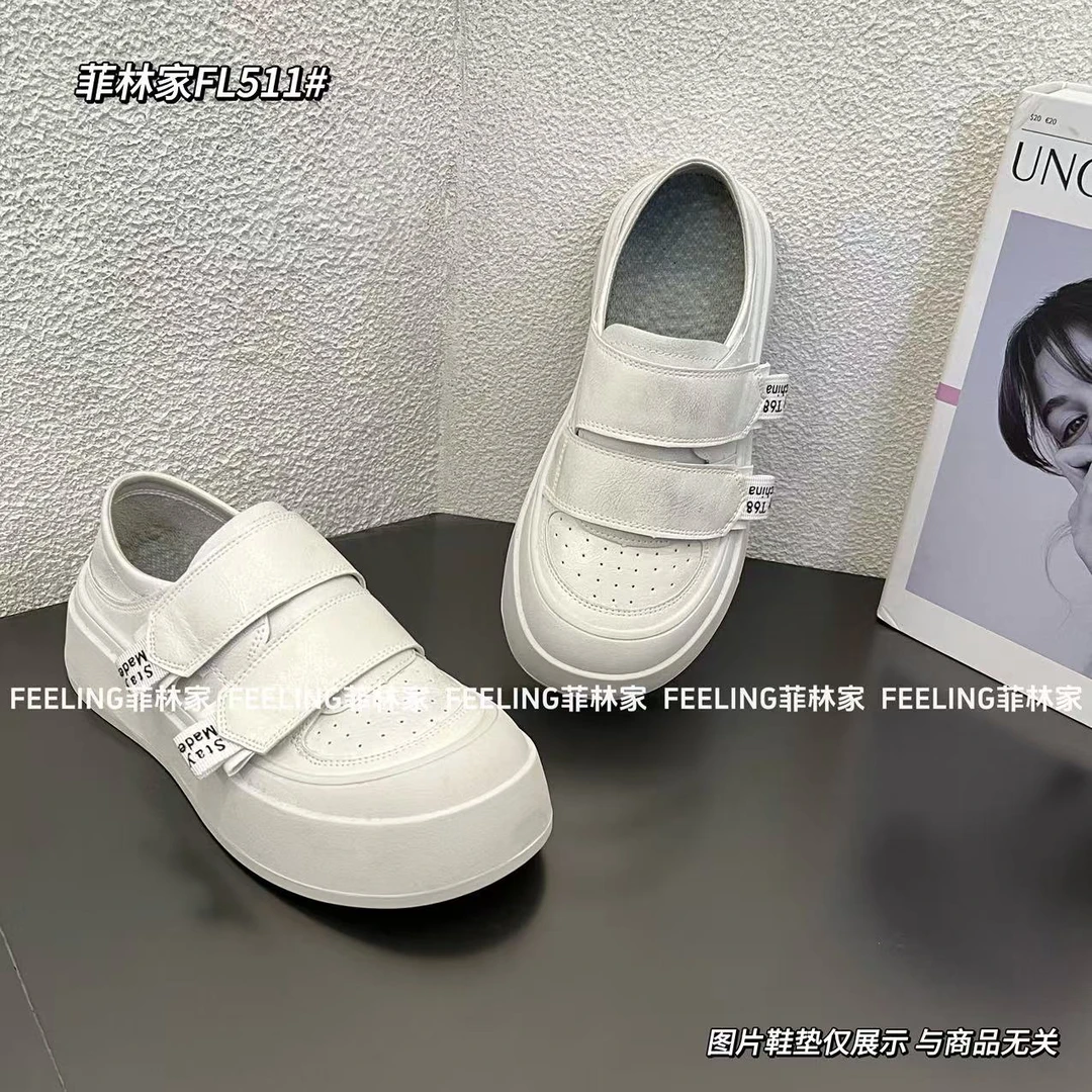 菲林家FL 511【胖墩墩】大头做旧魔术贴小白鞋