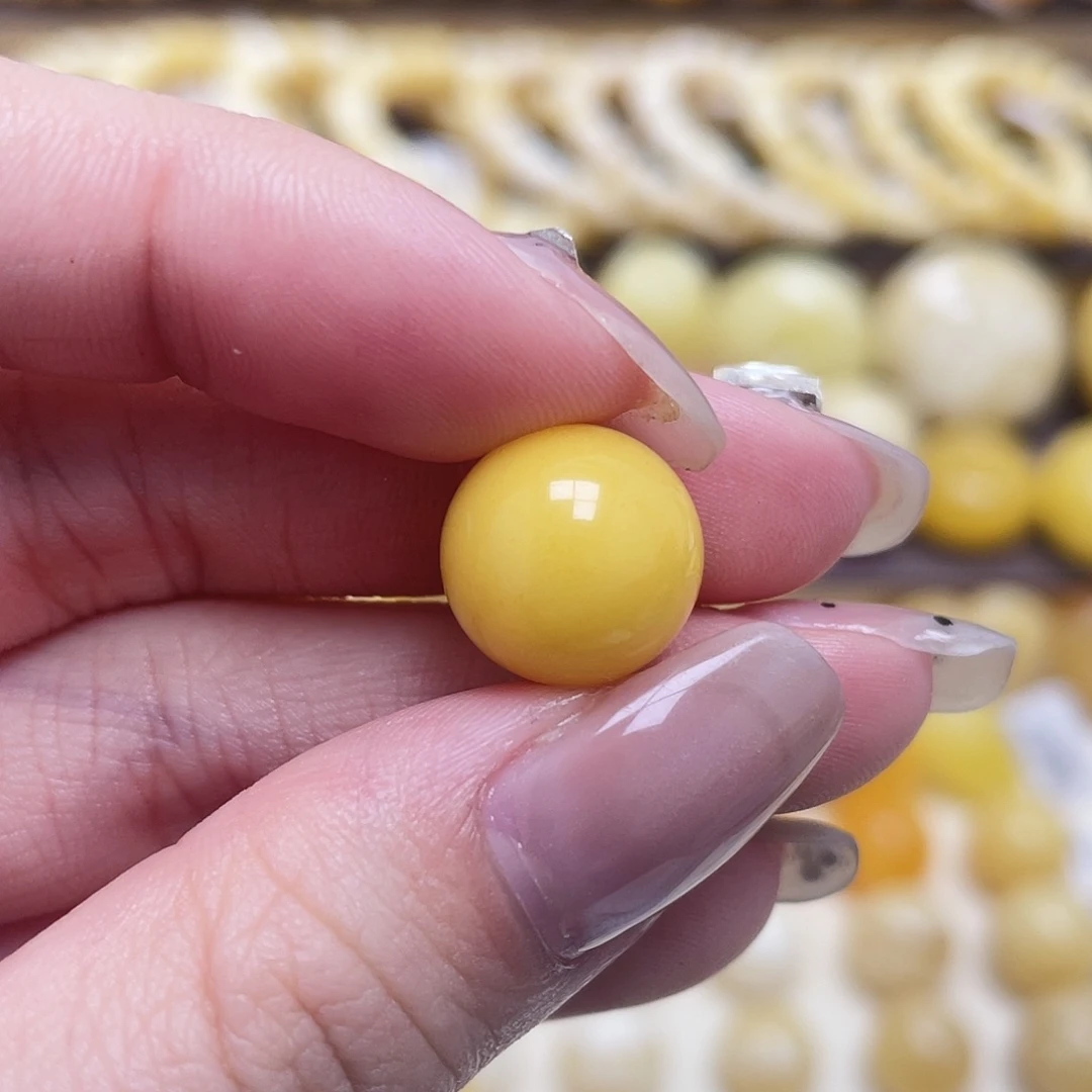 琥珀未镶嵌裸石13mm氧化款圆珠