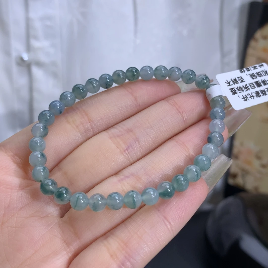 翡翠手链未镶嵌卡5.0蓝飘花