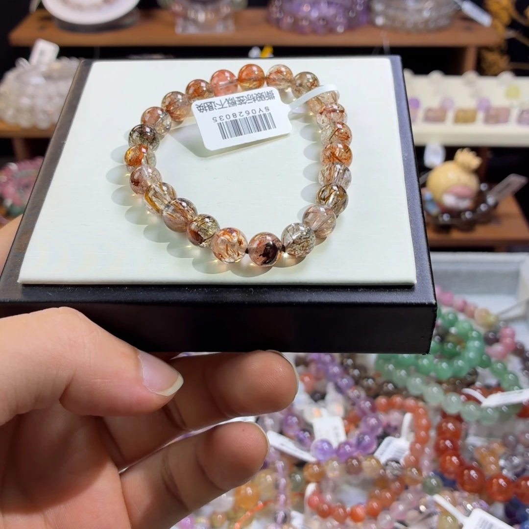 未镶嵌手串水晶8.2m黑金超