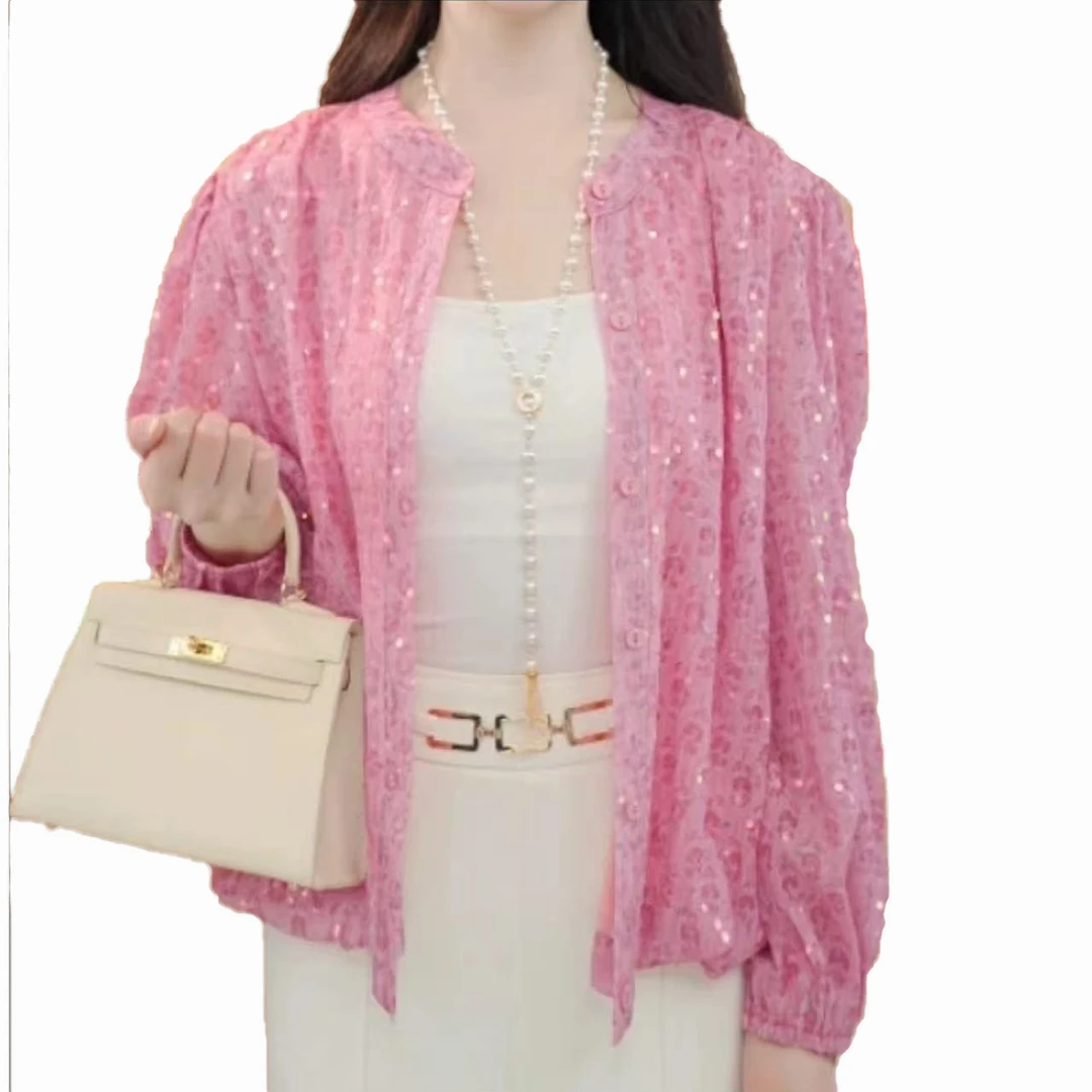 2025春夏季新款遮肚子衬衫时尚洋气显瘦长袖开衫外搭宽松上衣外穿