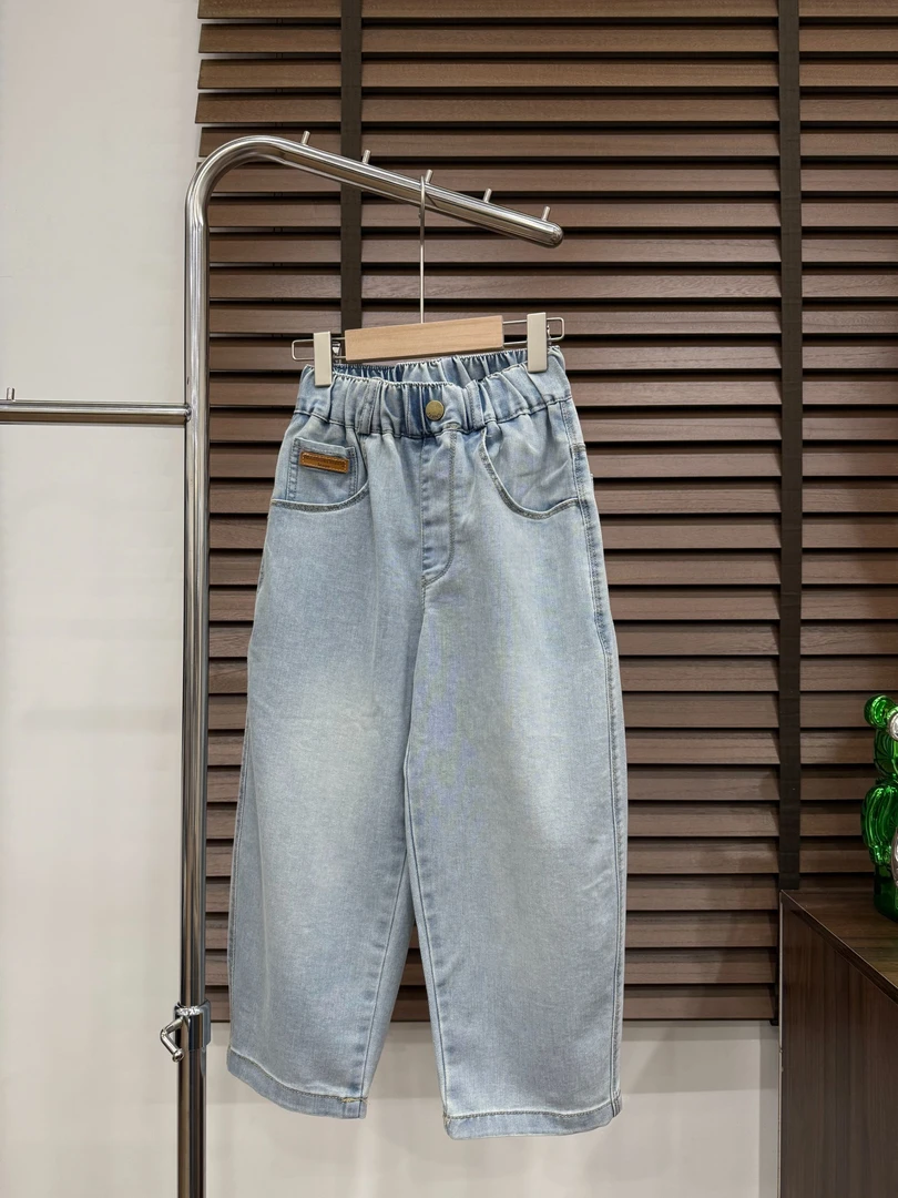 夏季亲子浅色男女潮童牛仔裤