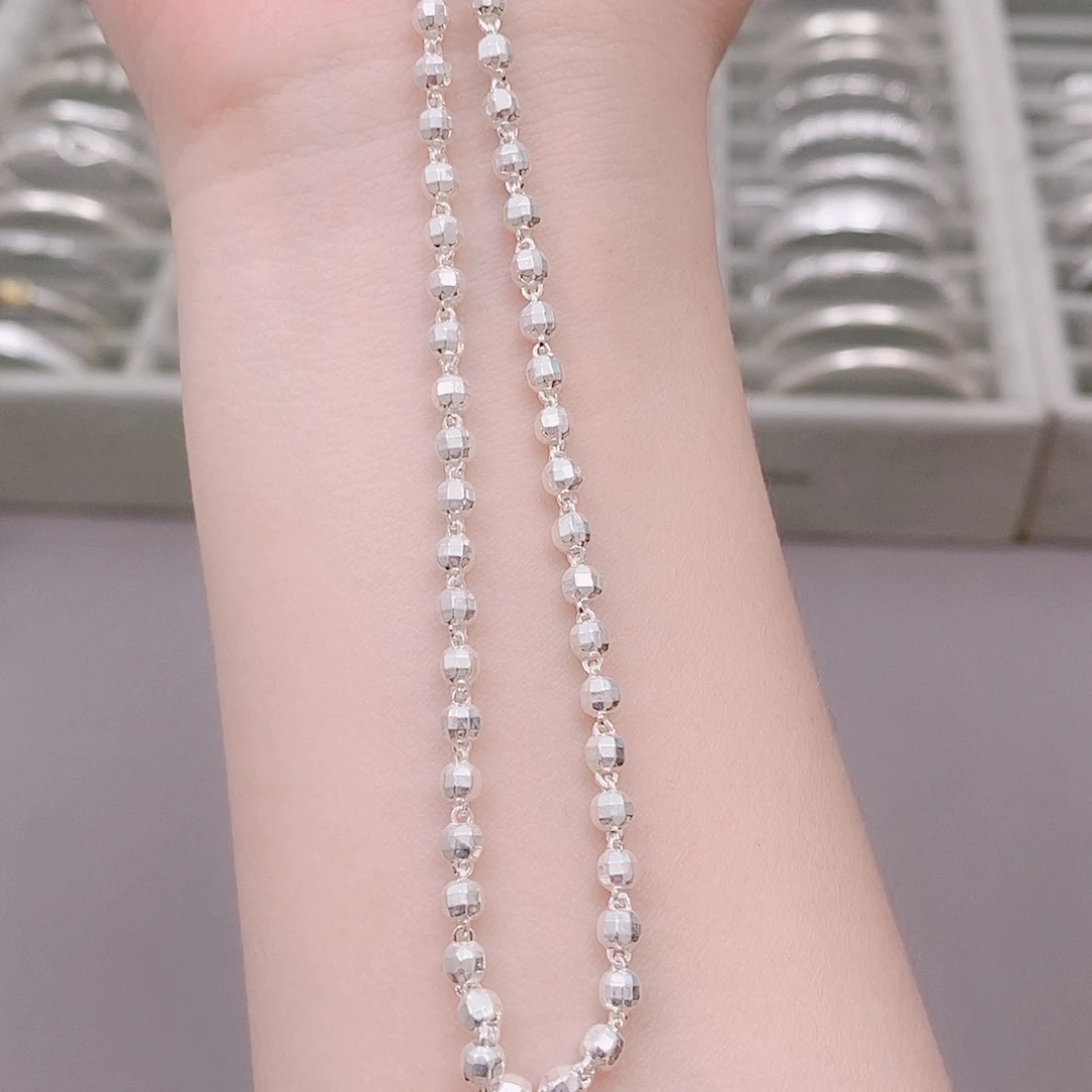 链子足银无足银蹦珠链48cm