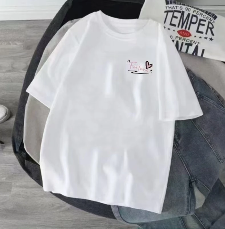 【情侣两件装】新款圆领纯棉宽松短袖情侣装纯棉t恤潮流印花设计