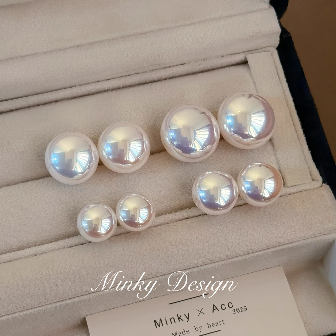 铜合金耳饰 「云间珠」简约珍珠耳钉小众蚊香盘耳夹无耳洞耳饰耳环