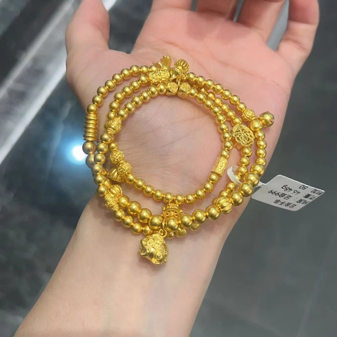 【新美源】足金999 古法工艺 蝴蝶三圈手串52.18克