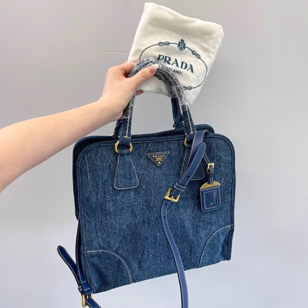 95新 Prada/普拉达 牛仔斜挎单肩腋下女包011603