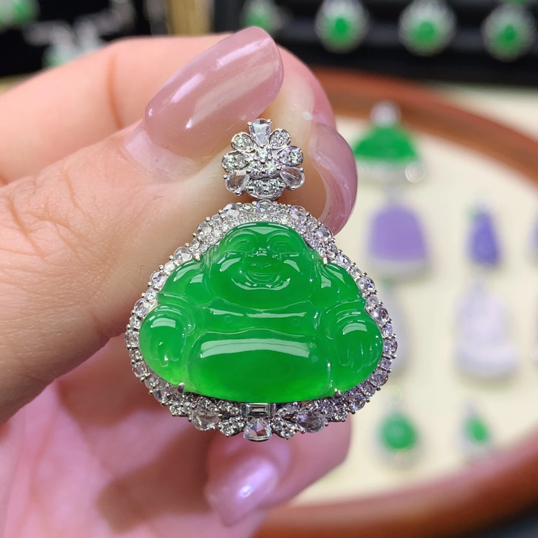 翡翠18K金镶嵌吊坠(不含链)