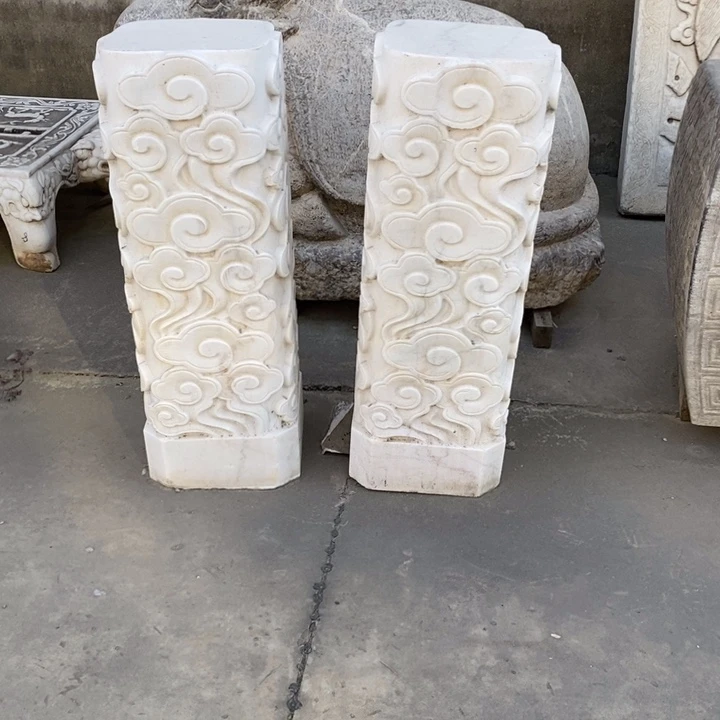 汉白玉祥云石柱子一对