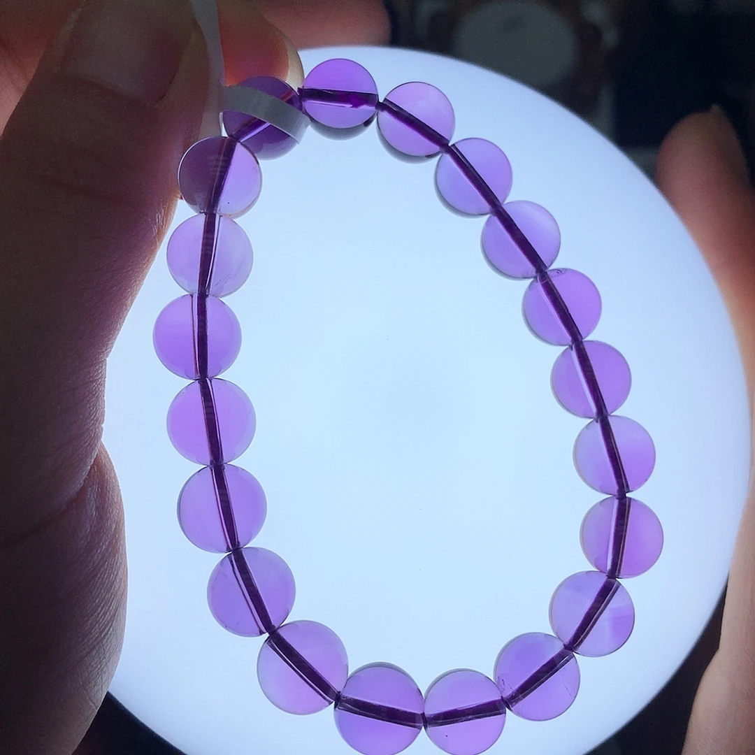 珠宝半成品未镶嵌紫晶L 巴西毕业级手串9.7mm
