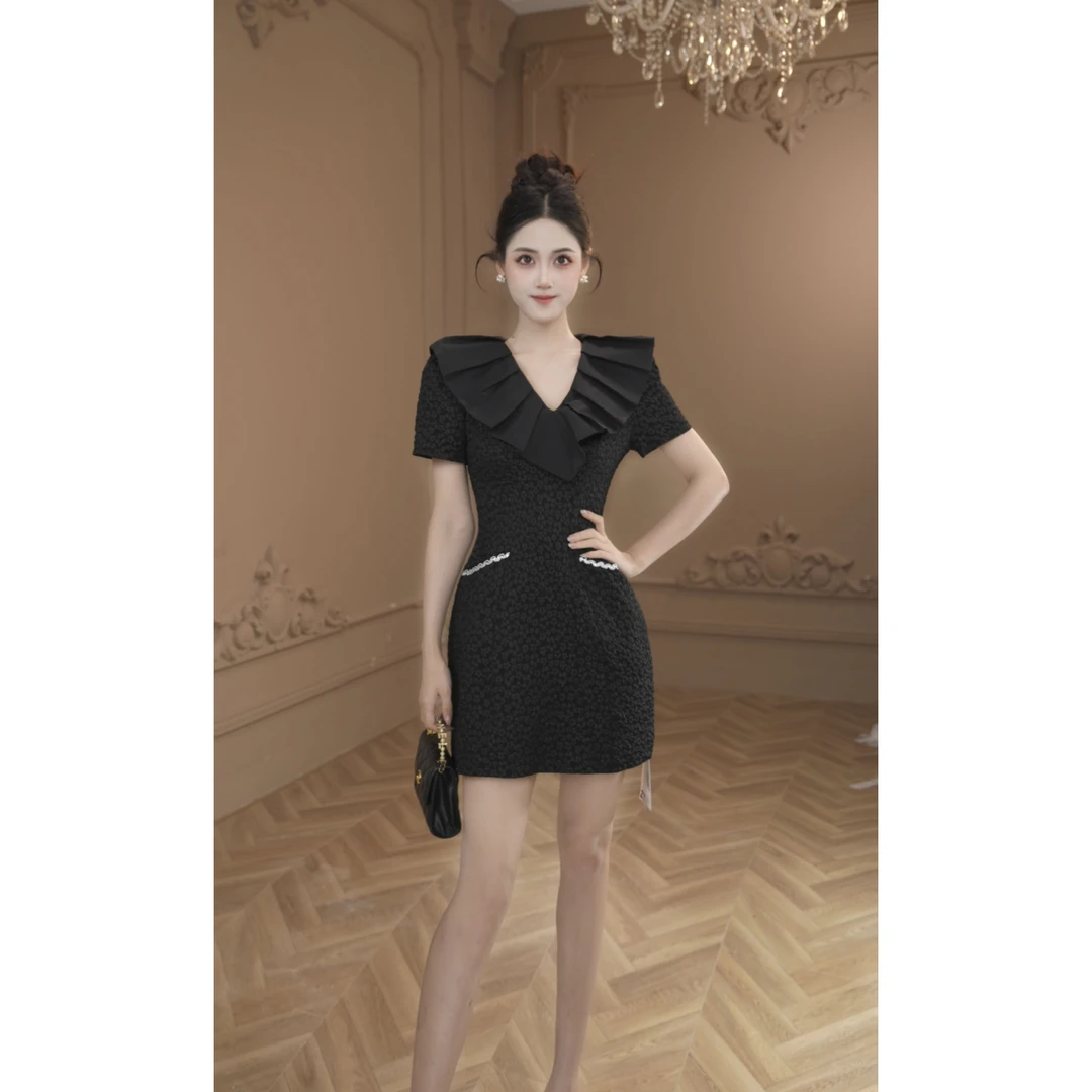 【柒老板定制】 新款夏季法式小众气质轻奢复古连衣裙31277