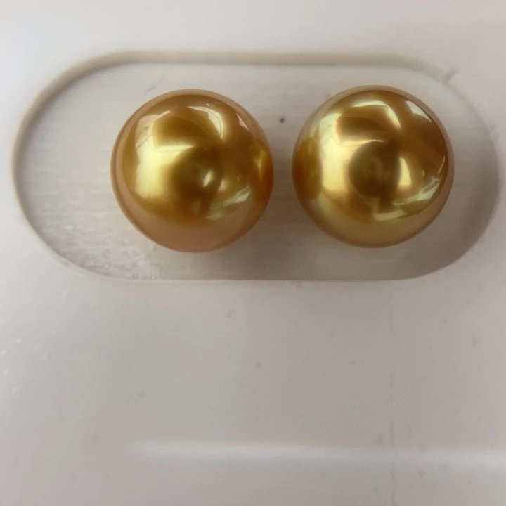 未镶嵌海水珍珠裸珠8.9mm深浓茶金小极光对珠