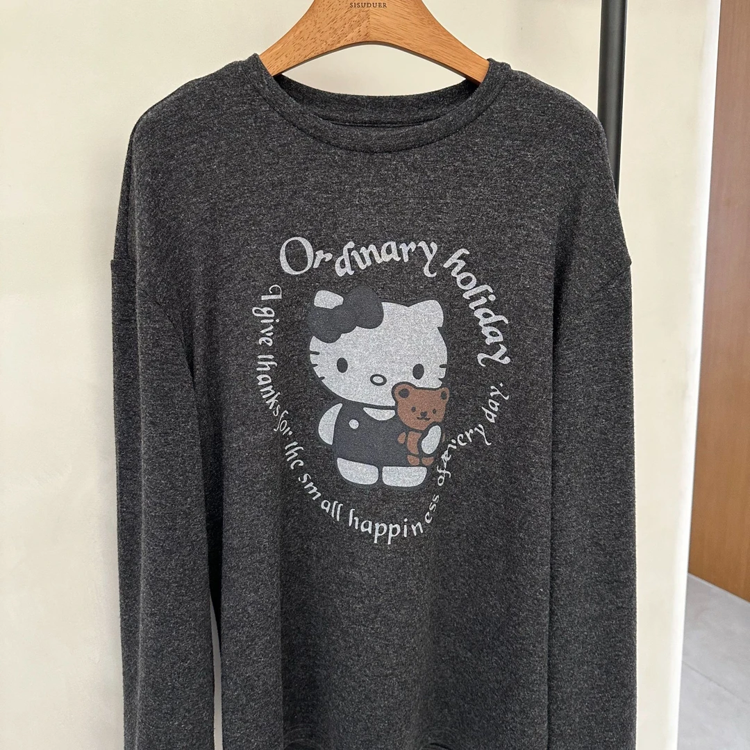 【猫咖甜巧】时尚休闲舒适可爱百搭打底长袖T恤上衣女