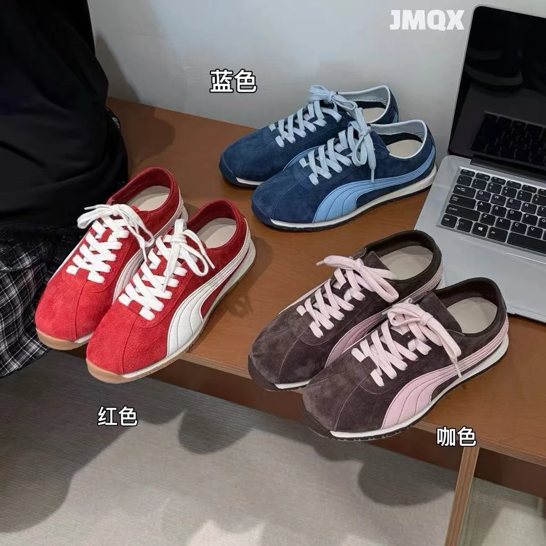 【微瑕】25秋季新款夏季厚底真皮德训鞋女百搭休闲运动鞋透气显瘦