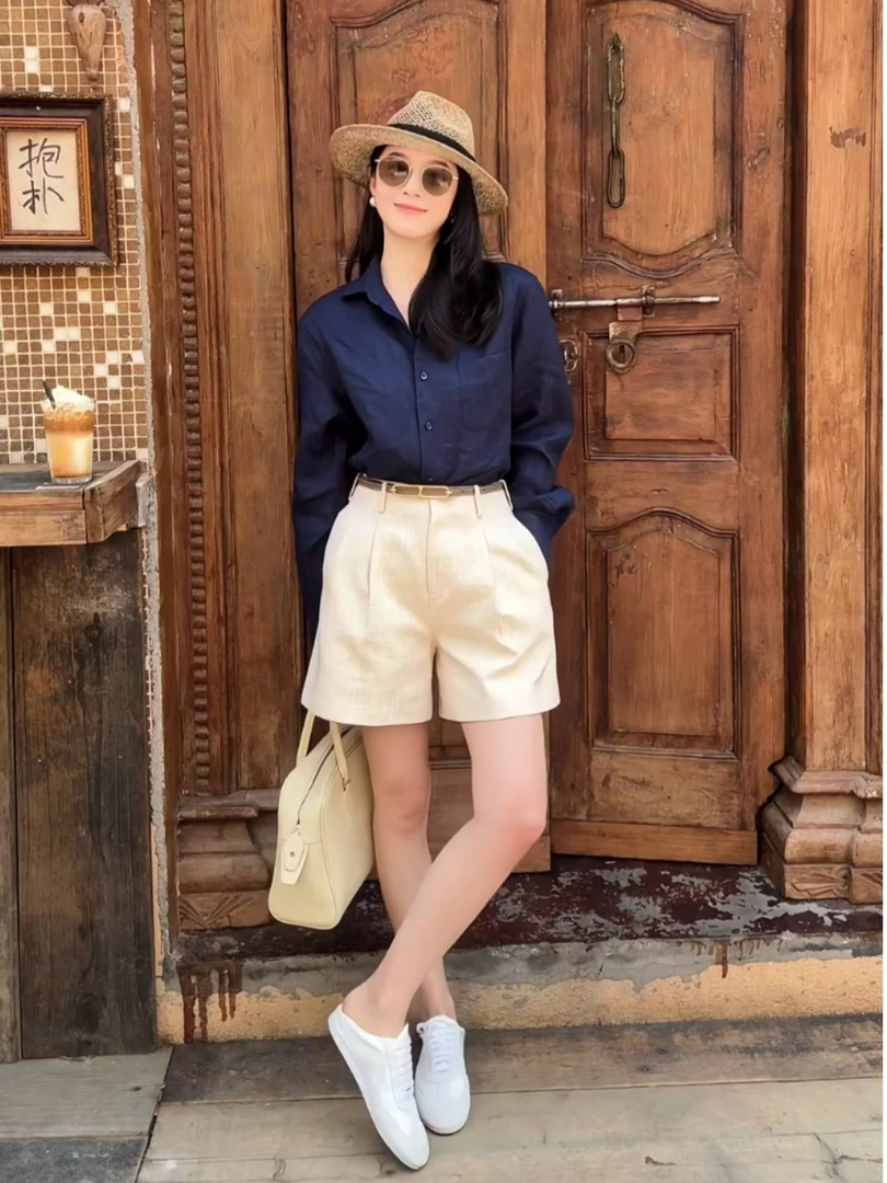 【大菲专属】老钱风亚麻白色百搭衬衫  CYJ-WWO124-W816