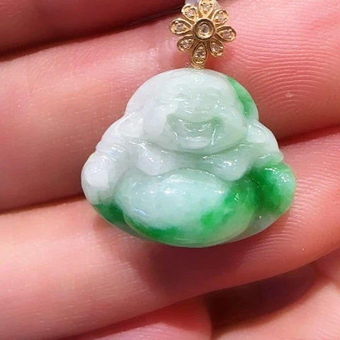 吊坠(不含链)18K金镶嵌翡翠