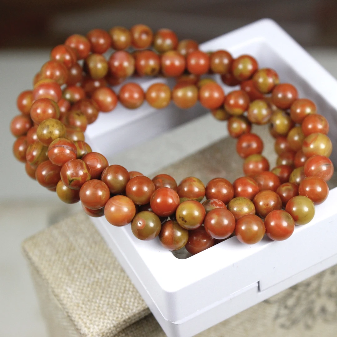 黄皮包浆南红玛瑙俏色满肉多圈108颗手串手链毛衣链女款时尚