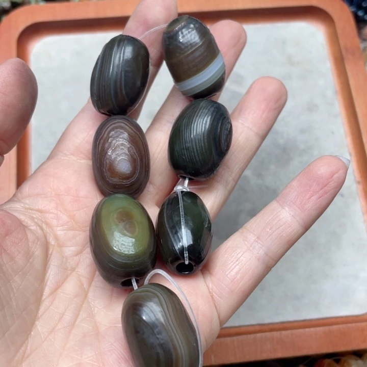 玛瑙/玉髓合金珠宝半成品一颗17x26m老玛瑙隔珠
