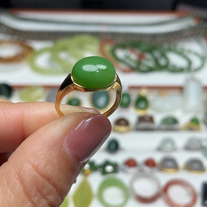 和田玉（碧玉）银S925镶嵌戒指
