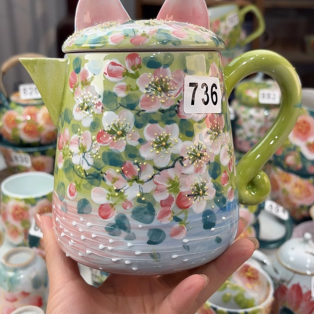 景德镇手绘高温釉下彩陶瓷茶具