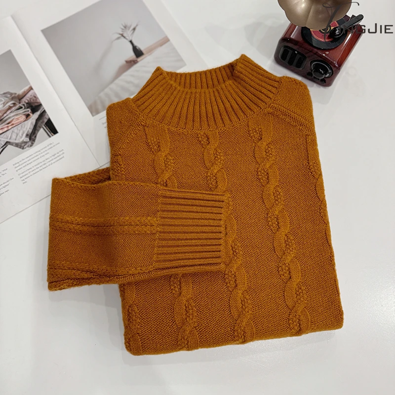 【落日橘】立体经典复古提花工艺纯色显白时尚针织秋冬款毛衣B1939