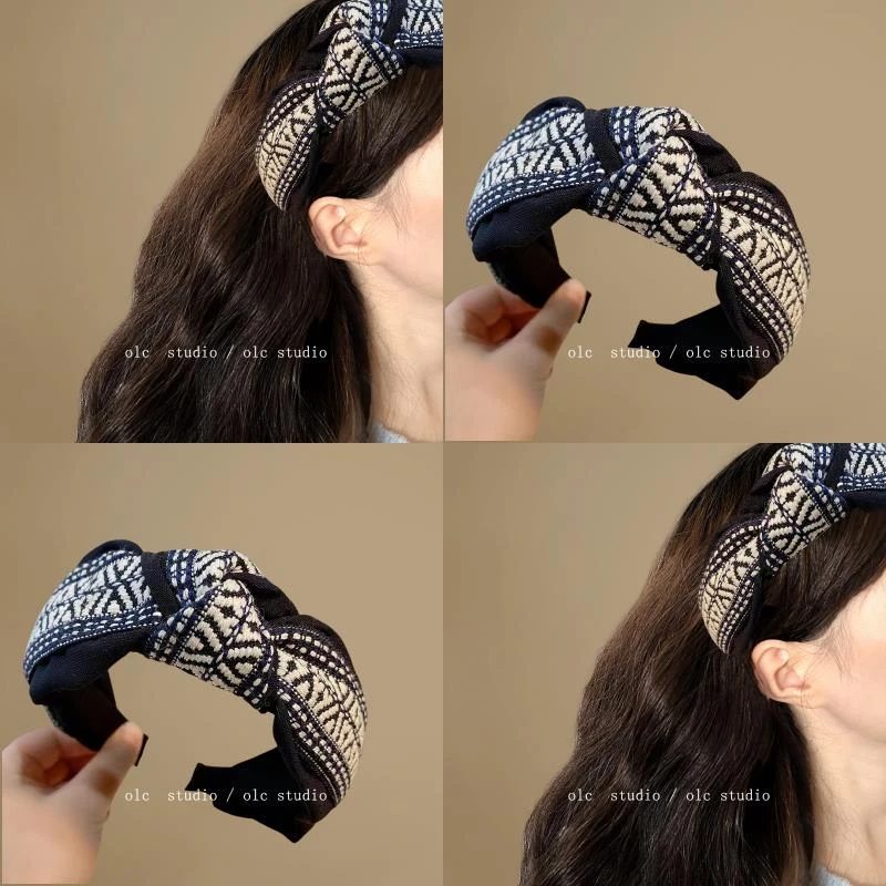 发箍小香风发箍女宽边复古织带港风发饰民族风百搭洗脸防滑发卡子