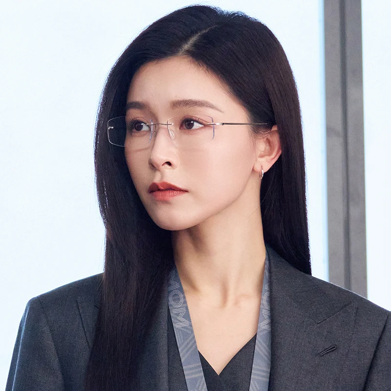 文咏珊同款无框眼镜女款近视度数可配清冷高智感斯文高级感不眠日