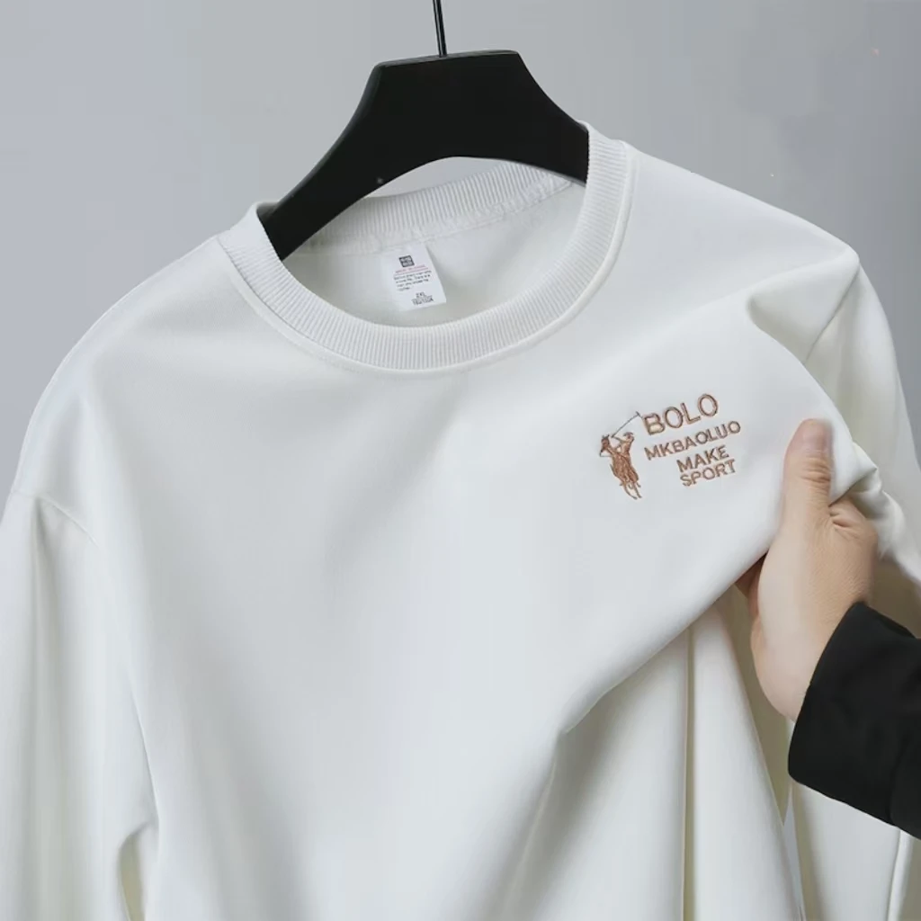 {刺绣}保罗春秋款圆领卫衣男女同款保暖长袖情侣百搭休闲