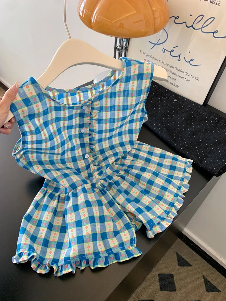 木耳边格子坎肩绝美漂亮吊带背心女夏外穿多巴胺无袖上衣2025新款