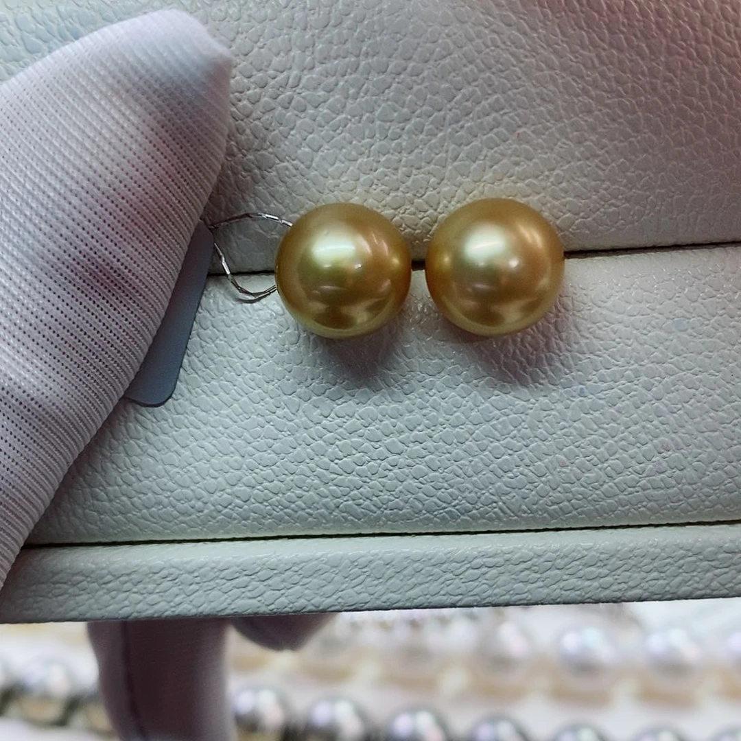 18K金镶嵌耳饰海水珍珠10-11