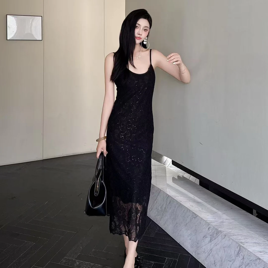 无印心匠k333蕾丝提花~纯色 吊带&显瘦夏季长款 吊带裙B25082