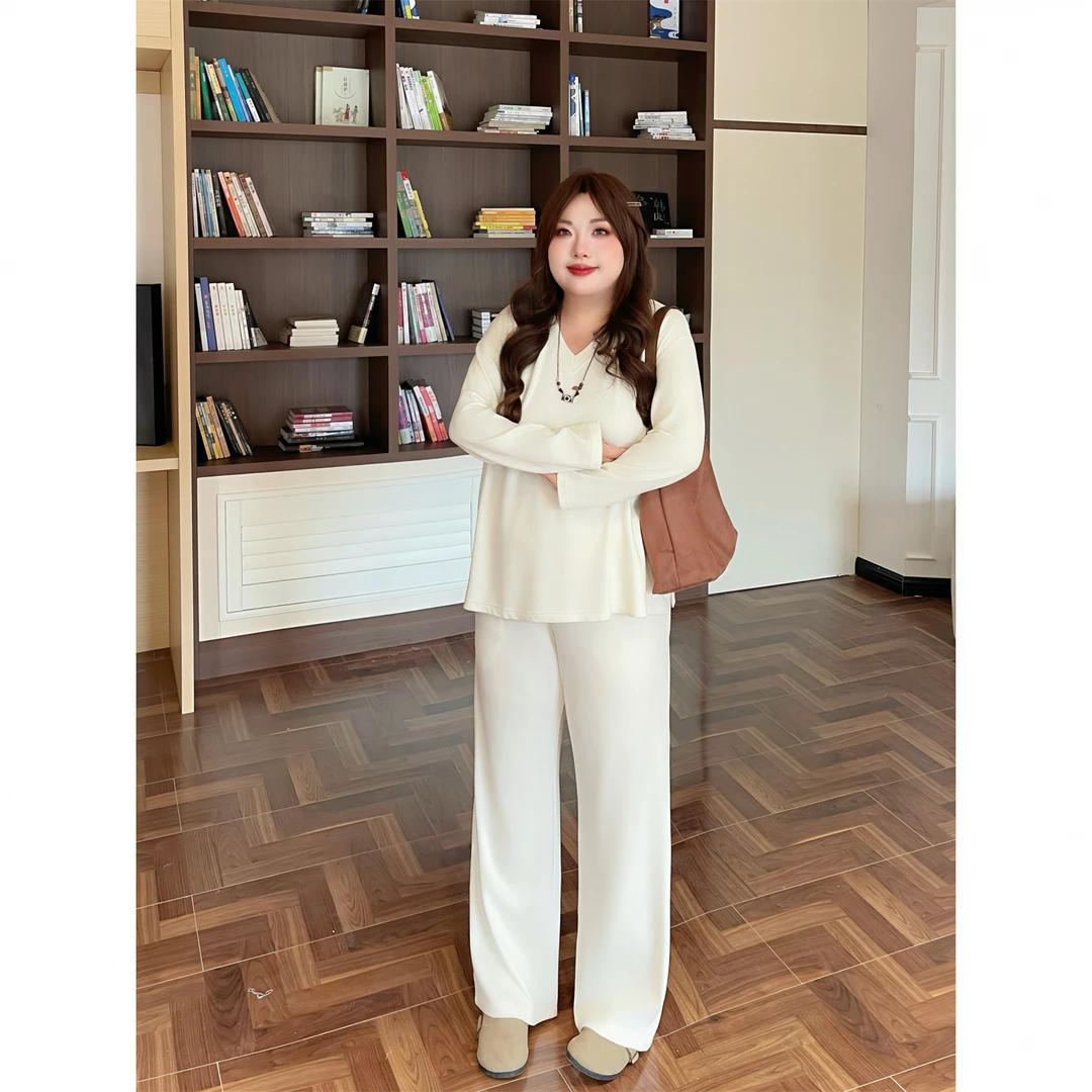 断码捡漏~大码女装秋季花契200斤胖mm慵懒松弛时髦套装12501-C