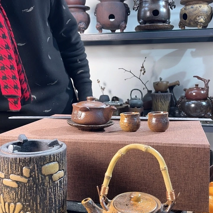 紫泥茶壶紫砂粗陶茶器