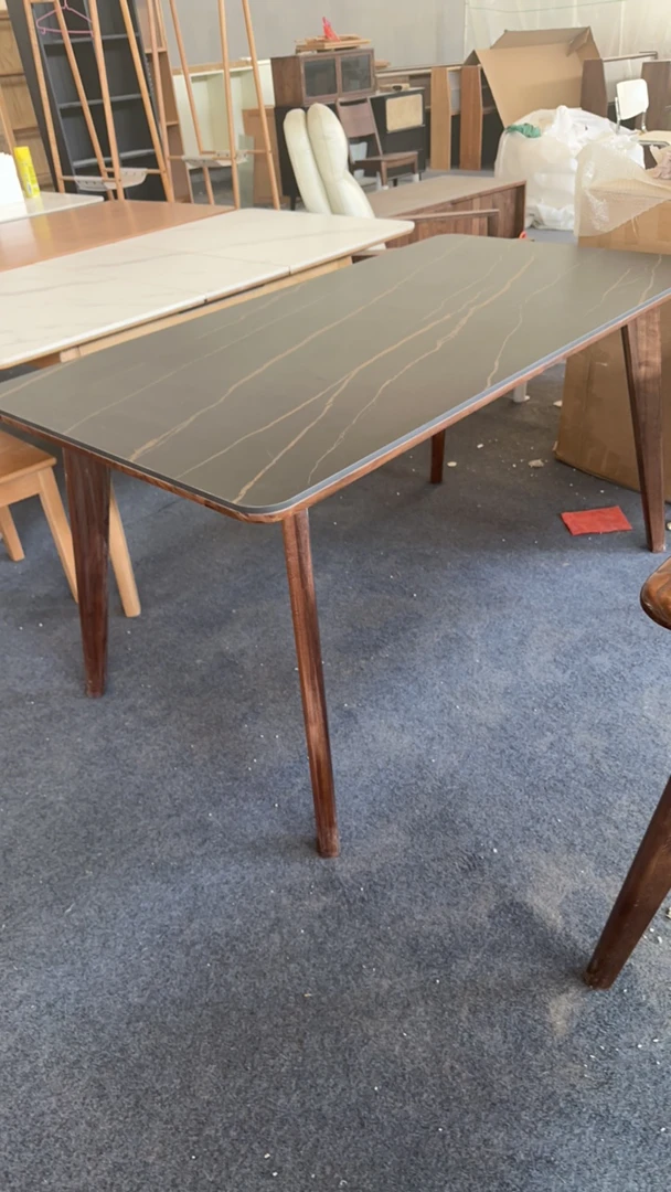 北美黑胡桃木岩板餐桌1600*800*750