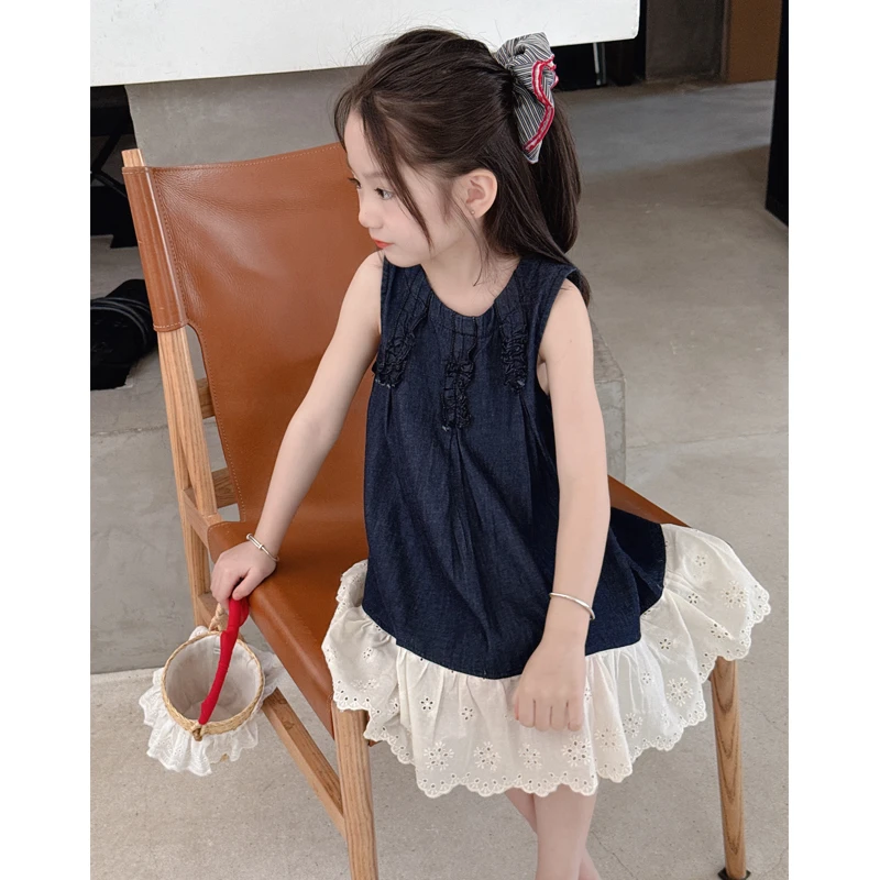 【椰林】WWLL定制童装女童夏季女宝宝牛仔裙女童无袖连衣裙