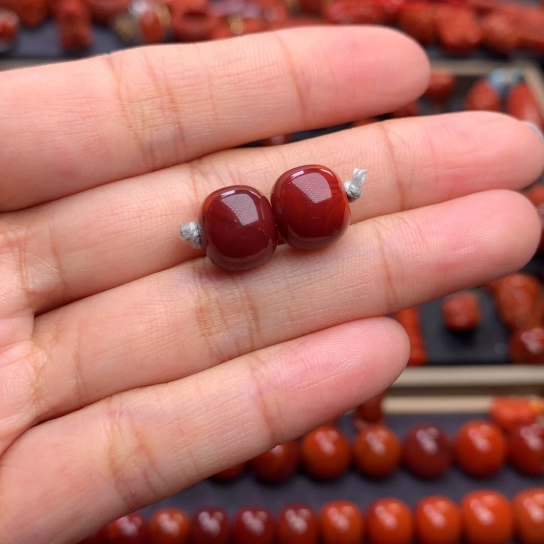 【闪购商品】南红玛瑙老型对珠10mm➕未镶嵌玥**^