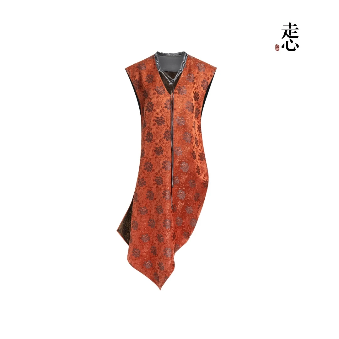 【走心非遗】凤凰牡丹红宋锦连衣裙24Z25215099