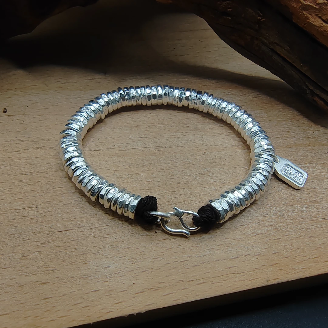 足银手镯 足银999盘缠手串纯银盘缠手串纯手工制作 礼物