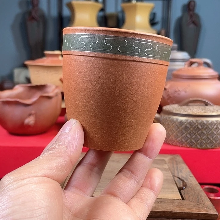 太****茶杯紫砂银丝杯微瑕