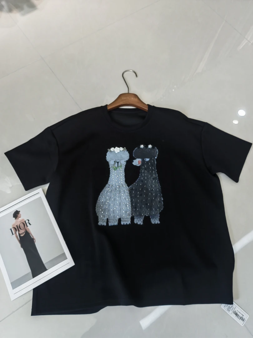 手工串珠羊驼短袖