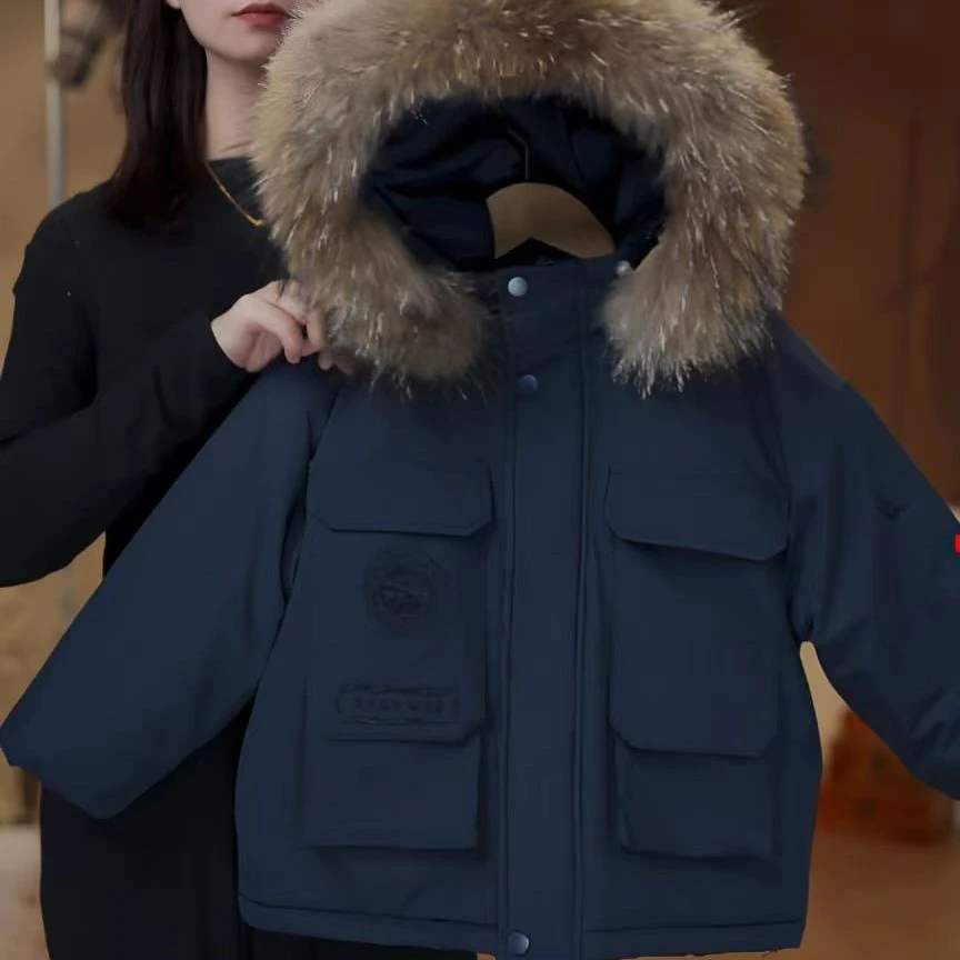 儿童冬季棉服夹棉加厚男女童新款防水派克服洋气时尚可拆卸毛领