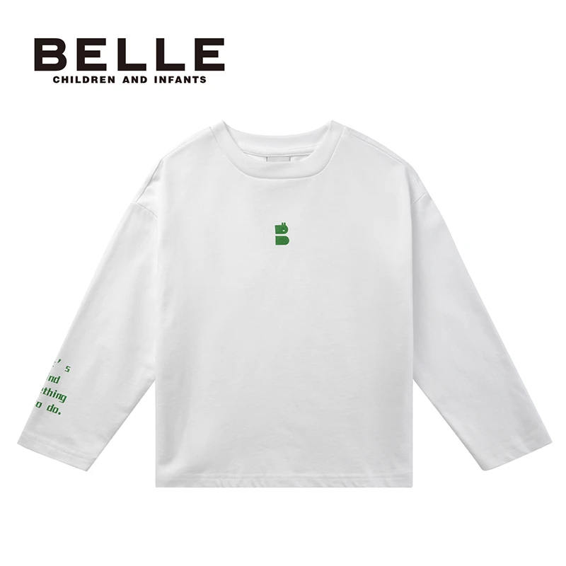 百丽童装春季纯棉长袖休闲运动圆领户外男童儿童T恤童装BB0465