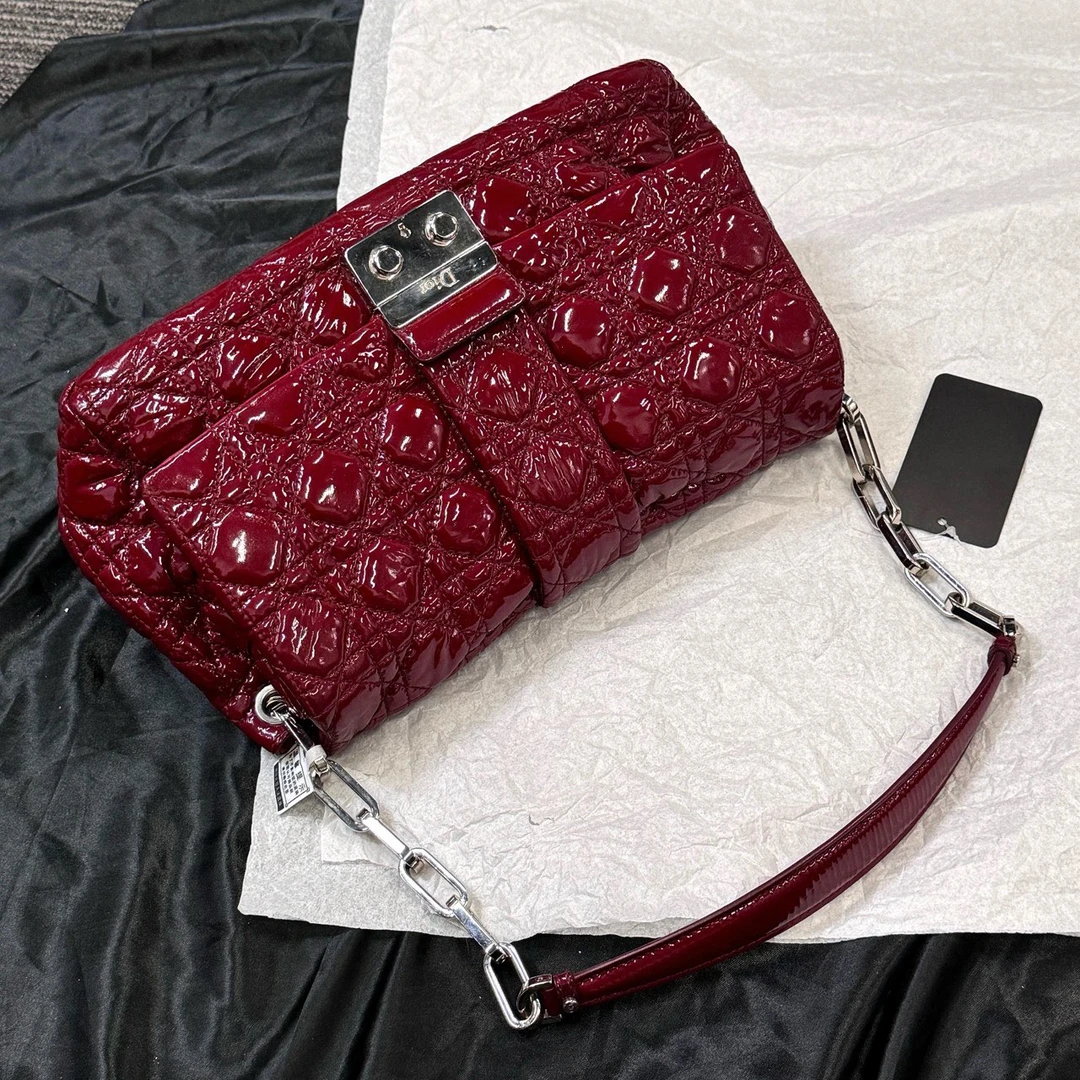 95新 DIOR/迪奥 dior七格戴妃漆皮手提腋下包单肩包/12192544