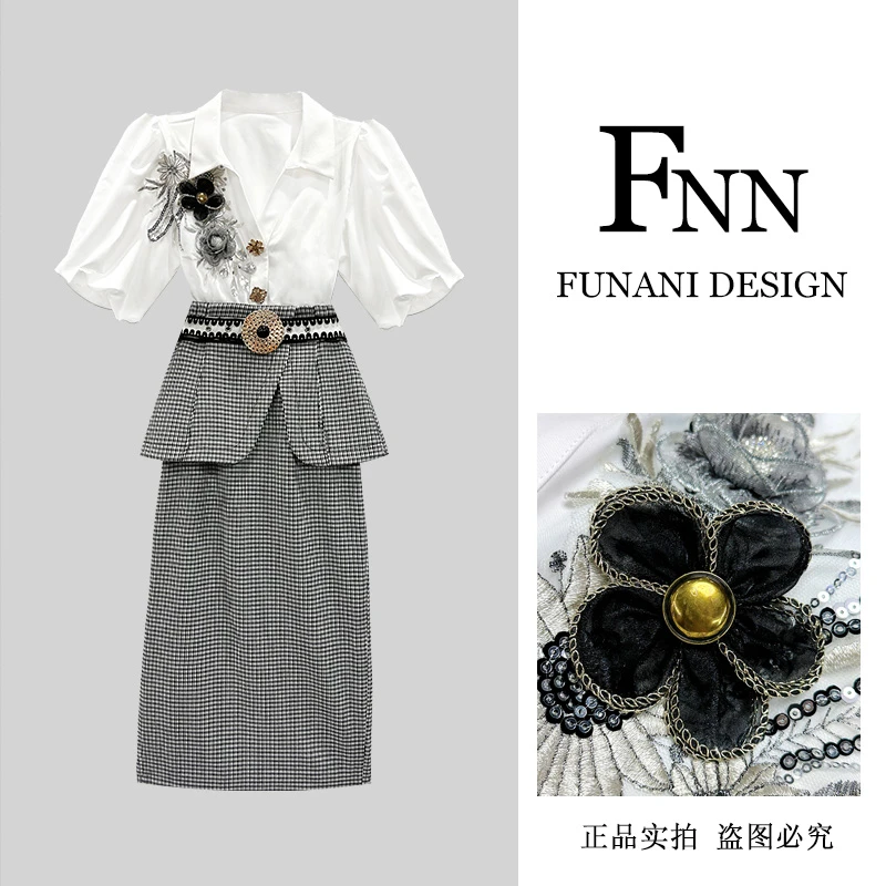 芙娜妮2024夏季新款法式优雅气质复古显瘦网红名媛女装F2413220