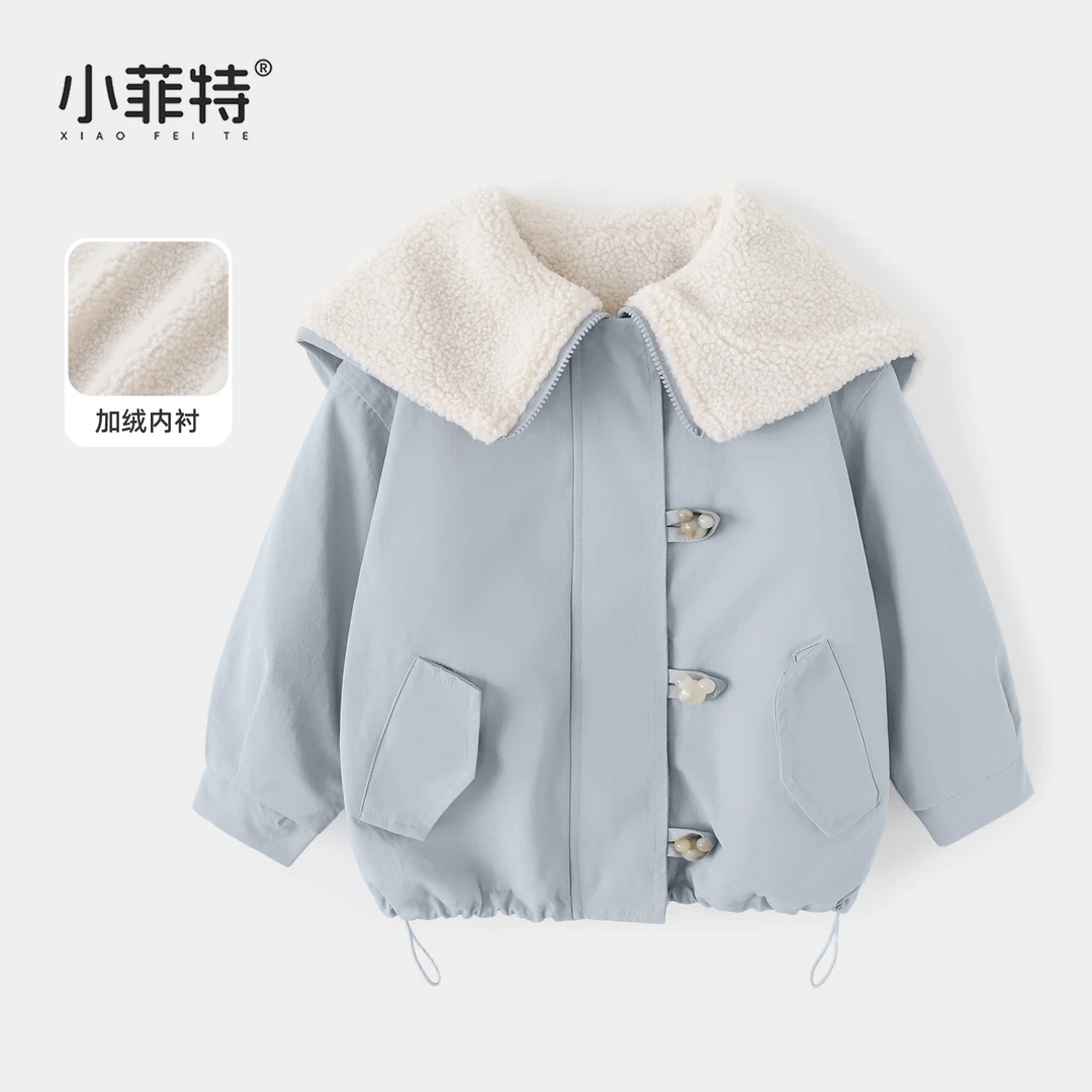 小菲特女童冬羊羔绒加厚外套中大童儿童颗粒绒保暖上衣BGYD56093