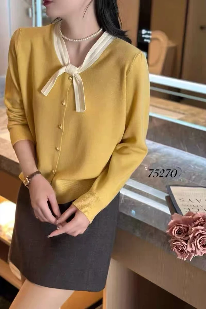 超细羊毛~设计感8805春季新款针织衫时尚百搭气质减龄显瘦开衫