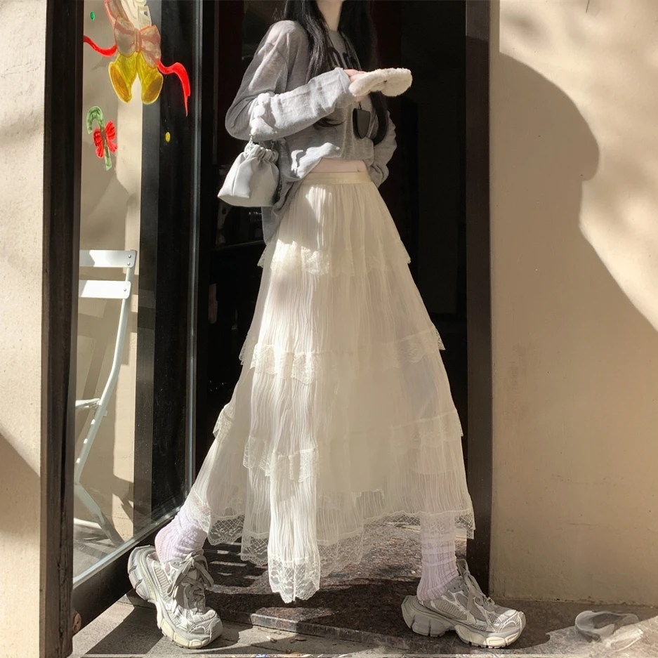 春季甜美蛋糕裙长裙层层蕾丝纯欲少女风高级感新款半身裙