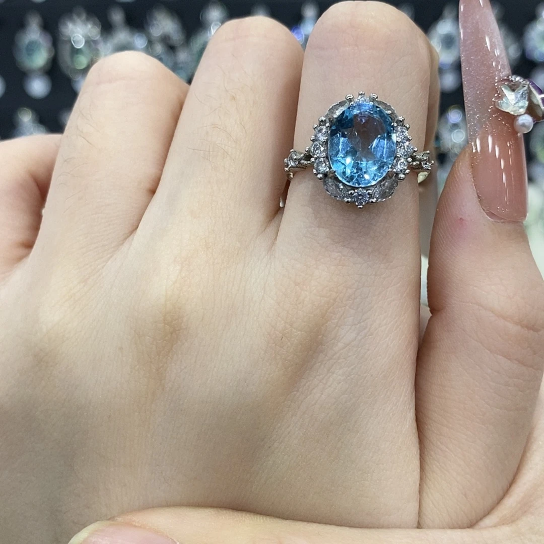 银S925镶嵌戒指托帕石