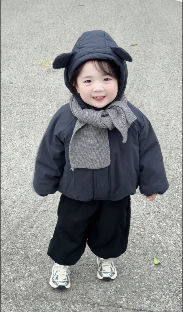 男女童冬季加绒棉服外套2025新款儿童洋气连帽棉衣加厚保暖棉袄潮