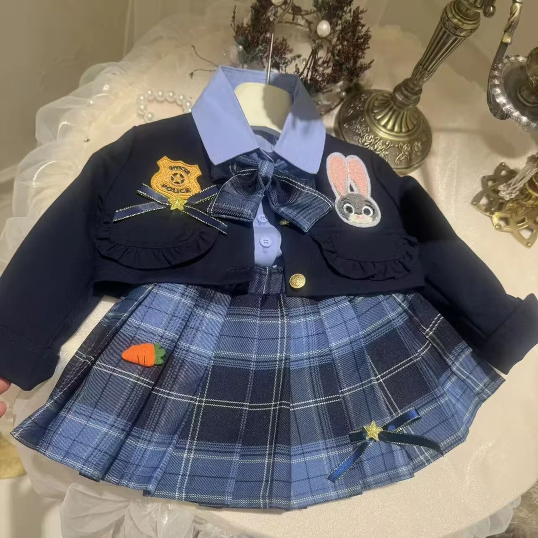 86276女童秋套装2025新款朱迪兔子警官三件套儿童